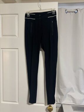Sandro Slim Fit Black Pants with White Trim